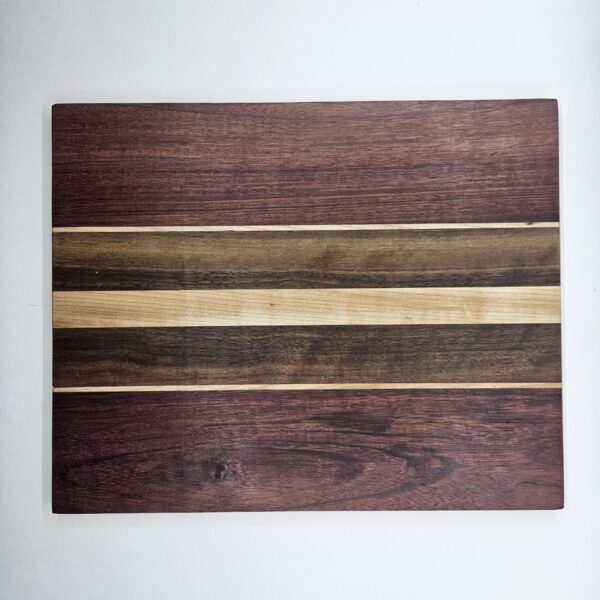 Handmade Face-Grain Purple Heart, Walnut, Maple Cutting Board