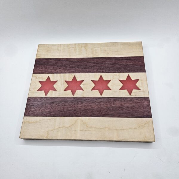 Chicago Flag and Stars w/ Epoxy Inlay